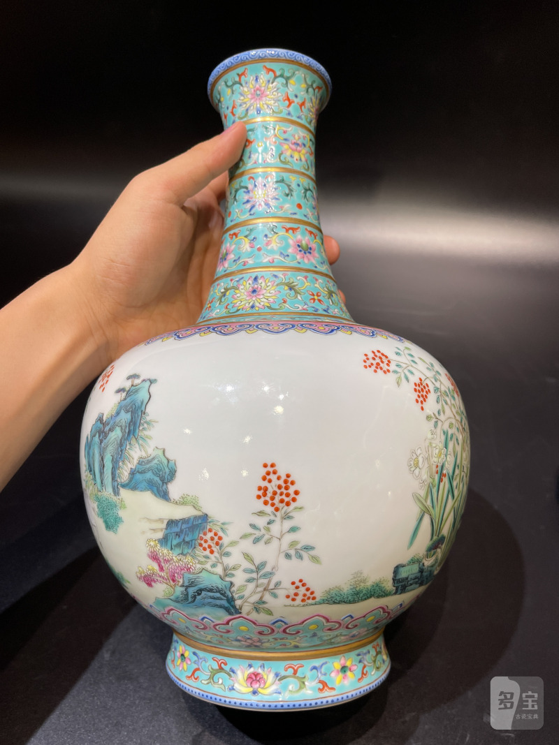 清嘉庆 翡翠地洋彩三羊开泰尊 - 图10